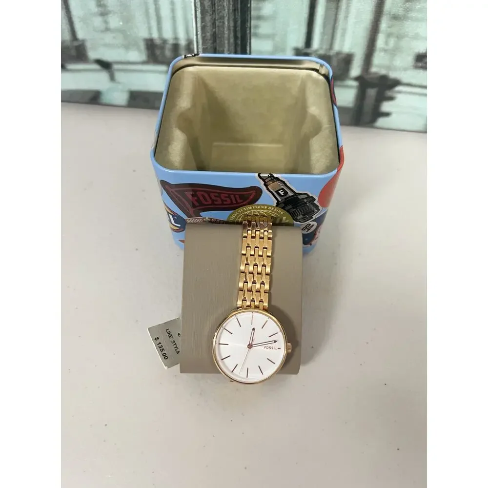 Fossil BQ3463 Hutton Ladies Dress Watch, Rose Gold Stainless Steel Link Band